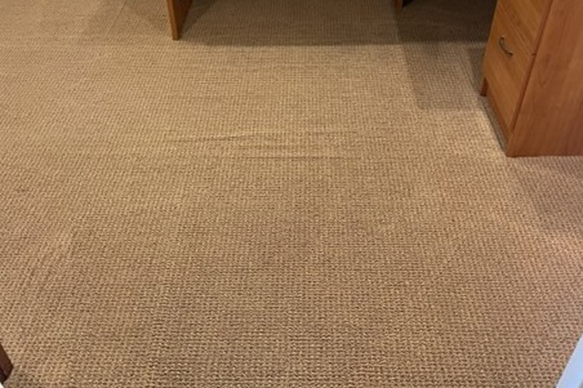 Clean natural fiber carpet in office space following professional low-moisture carpet cleaning in San Bernardino