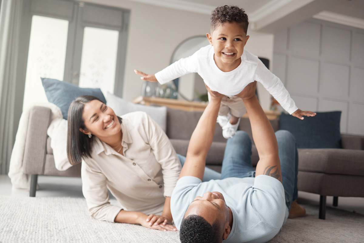 Family enjoying allergen-free carpet after eco-friendly deep carpet cleaning in Southern California